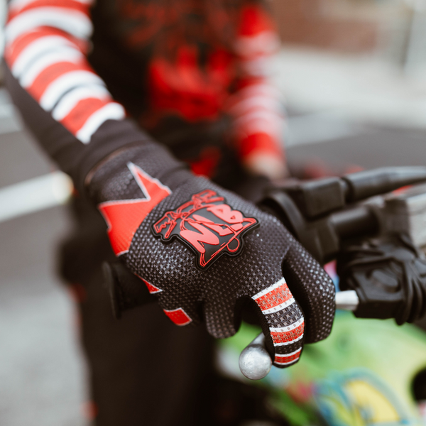 New Red x Black Louis Gloves with Strap - MX, MTB