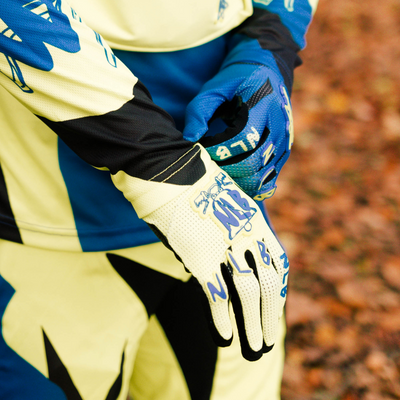 Flourescent Yellow/Blue/Black MX Gloves